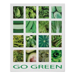 Go Green Vegetables Kitchen Art Poster