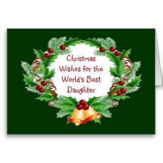 Christmas Wishes Holly Berry Wreath for Daughter Card