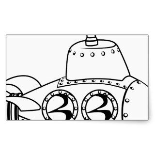 Submarine monochrome cartoon rectangle stickers