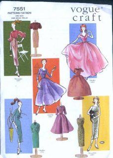 Vogue 7551   Vintage Doll Clothes   1956 1957   11.5 Inch Fashion Dolls Patterns (Vogue Craft) Vogue Pattern Company Books