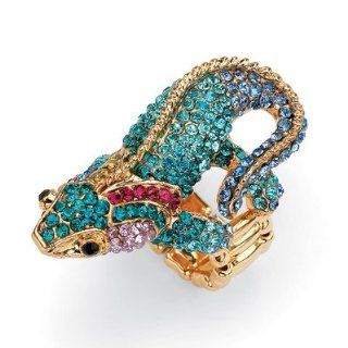 Multi Crystal Gecko Stretch Ring Jewelry