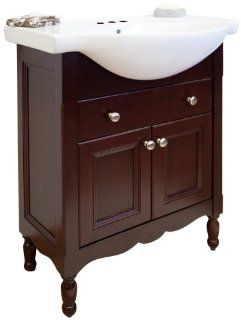 American Imaginations 455 American Birch Wood Vanity with Soft Close Doors and White Ceramic Top for 8 Inch Off Center Faucet Installation, 25 Inch W x 34 Inch H   Shelving Hardware  