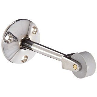 Rockwood 471.26 Brass Door Stop , #8 x 3/4" OH SMS Fastener with Plastic Anchor, 2 1/2" Base Diameter x 3" Height, Polished Chrome Plated Finish