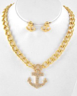 Gold Tone Anchor Necklace and Earring Set out of stock Jewelry Jewelry