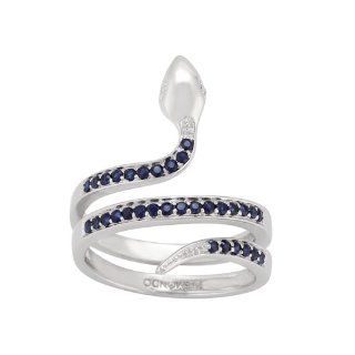 Gemondo 9ct White Gold 0.30ct Sapphire & 1pt Diamond Snake Design Ring Jewelry