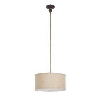 Capital Lighting 3910BB 456 Midtown Collection 3 Light Pendant, Burnished Bronze Finish with Beige Fabric Shade and Frosted Glass Diffuser   Ceiling Pendant Fixtures  