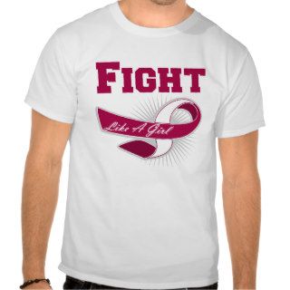 Throat Cancer Sporty Fight Like A Girl Tee Shirts