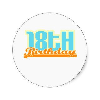 Cute, "18th Birthday" design Round Stickers