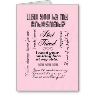 Will You Be My Bridesmaid, Pink, Best Friend Greeting Cards