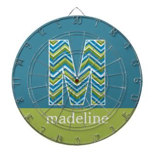 Monogram Decorative Letter “M” Colorful Chevrons Dart Boards
