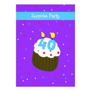 40th Surprise Birthday Party Invitation    Cupcake