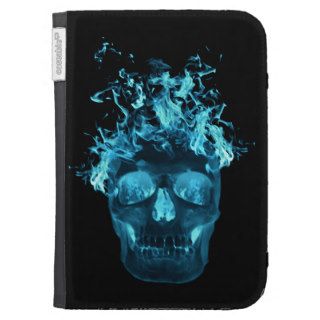 Personalized Blue Fire Skull Kindle Case