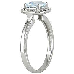 Miadora 10k White Gold Blue Round Aquamarine and Diamond Ring (H I,I2 I3) Miadora Gemstone Rings