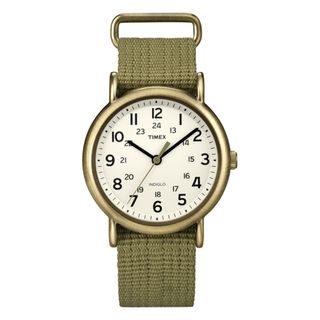 Timex Unisex T2N894 Weekender Slip Thru Olive Green Nylon Strap Watch Timex Men's Timex Watches