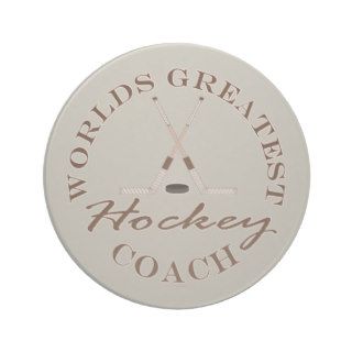 Hockey Sticks Puck Sports Worlds Greatest Coach RN Drink Coasters