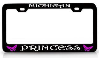 MICHIGAN PRINCESS Butterfly Princess Steel Metal License Plate Frame Bl # 66 Automotive