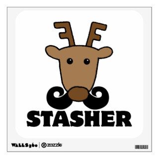 funny dasher stasher mustache reindeer wall decals