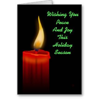 Peace and Joy Red Candle Light Holiday Christmas Greeting Card