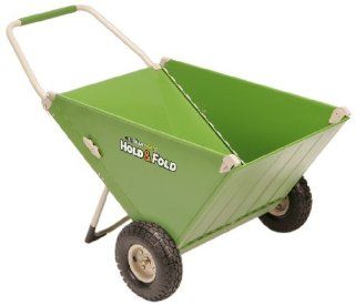Gorilla Carts HNF 12 Hold and Fold Versatile Yard Cart with 10 Inch Pneumatic Tires, 300 Pound Capacity, 45.5 Inches by 30 Inches, Green Finish   Folding Wheelbarrow  