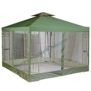 Garden Winds Universal GREEN 10' x 10' Two Tiered Replacement Gazebo Canopy and Mosquito Netting Set  Outdoor Canopy Replacement Curtains  Patio, Lawn & Garden