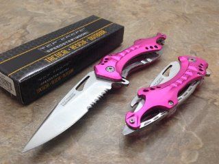 Tac Force Assisted Opening Rescue Tactical Pocket Folding Collection Knife Outdoor Survival Camping Hunting w/ Bottle Opener   Pink  Sports & Outdoors