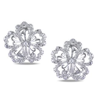 Miadora 14k White Gold 1/6ct TDW Diamond Flower Earrings (H I, I2 I3) Miadora Diamond Earrings