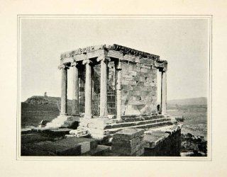 1900 Print Temple Wingless Victory Archeology Architecture Greece Nike Athens   Original Halftone Print  