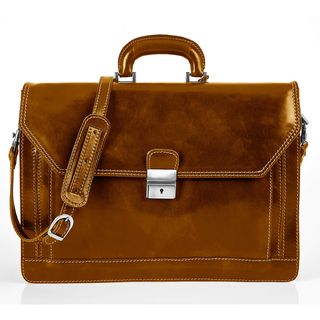 Alberto Bellucci Stylish Honey Triple Compartment Laptop Briefcase Alberto Bellucci Leather Briefcases