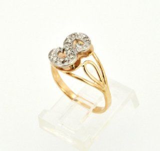 14K Two Tone Gold Diamond "S" Initial Ring Jewelry