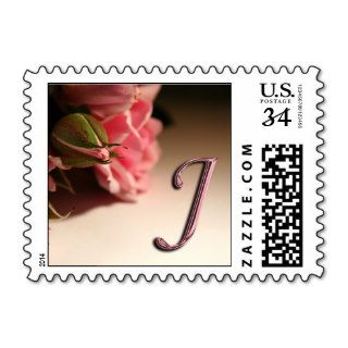 Postcard Monogram Open Flower Wedding Letter J Stamp