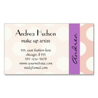 Artistic Retro Polka Dots Pink White Purple Business Card Template
