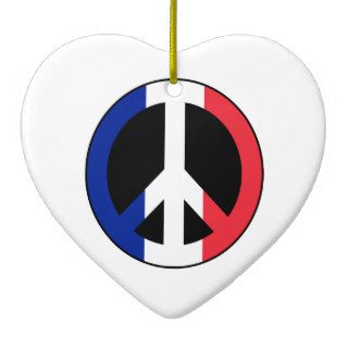 France Flag Peace Symbol Christmas Tree Ornament