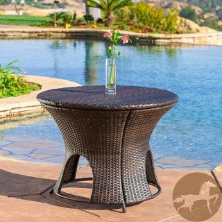 Christopher Knight Home Rodolfo Wicker Multibrown Outdoor Round Storage Table Christopher Knight Home Coffee & Side Tables