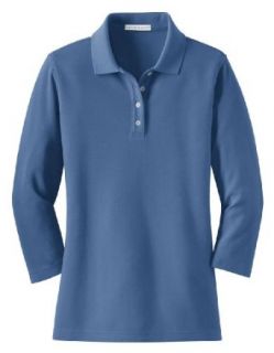 Port Authority Ladies EZCotton Pique 3/4 Sleeve Sport Shirt Clothing
