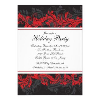 Elegant Red & Black Christmas Party Invitation