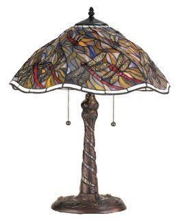Meyda Lighting 82310 23.5"H Spiral Dragonfly W/ Twisted Fly Mosaic Base Table Lamp    