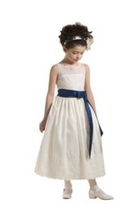Ball Gown Bateau Ankle Length Flowers Girl Dress Satin Clothing