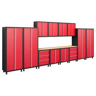 NewAge Products Bold Series 14 piece Cabinetry Set in Red Newage Products Work Cabinets & Benches