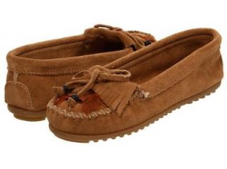 Women's Minnetonka Feather Kilty Moccasins, #467   Taupe Shoes