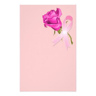 Pink Ribbon with Rose *Breast Cancer Awareness * Custom Stationery