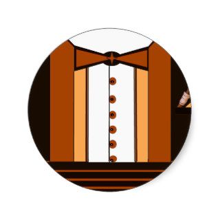 Brown Tuxedo W/Orange Boutonniere Round Stickers
