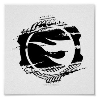 A Black and White Racer Logo Poster