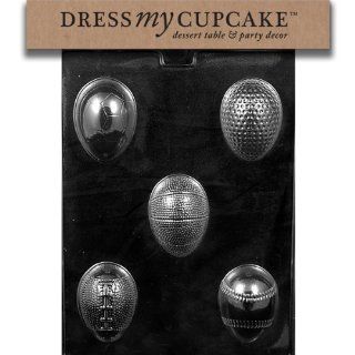 Dress My Cupcake DMCE468 Chocolate Candy Mold, Sports Themed Eggs, Easter Candy Making Molds Kitchen & Dining