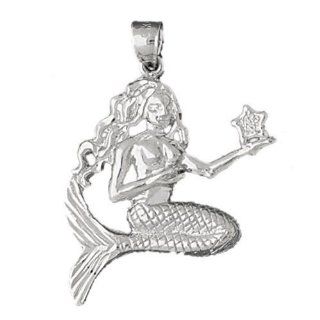Clevereve's 14K White Gold Pendant Mermaid 3.7   Gram(s) CleverSilver Jewelry