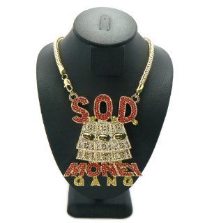 SOULJA BOY S.O.D. Money Gang Pendant w/ Franco Gold/Red MP485GRD Jewelry