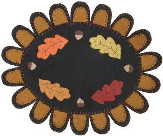 Mat   Fall Leaves with Tabs   Primitive Country Rustic Embroidered Seasonal Candle Leaf Acorn Table Top   Place Mats