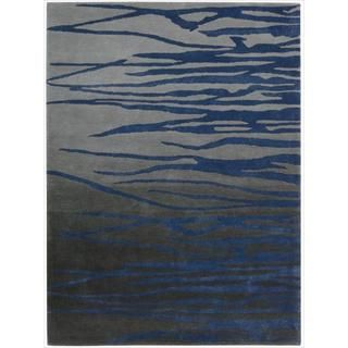 Nourison Lakeside Hand tufted Grey/ Navy Blue Striped Rug Nourison Runner Rugs