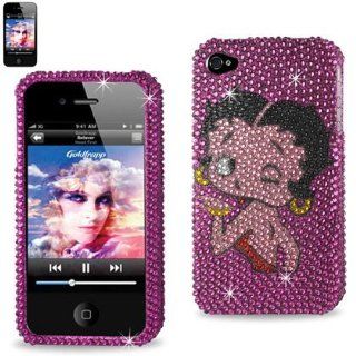 Betty Boop Pink Bling Rhinestone Crystal Snap on Full Cover Case for AT&T Verizon Sprint iPhone 4 iPhone 4S (4 Bling BB Blow Kiss Pink) Cell Phones & Accessories