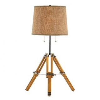 Trans Globe Lighting RTL 8785 2 Light Table Lamp   Adjustable Height, Wood and Polished Chrome, 2 Pack    