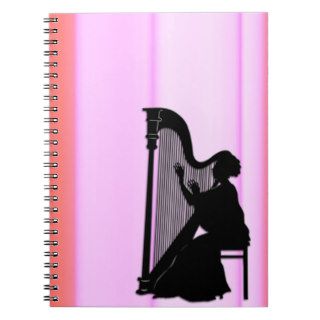 Harp Player Pink Curtain Notebook